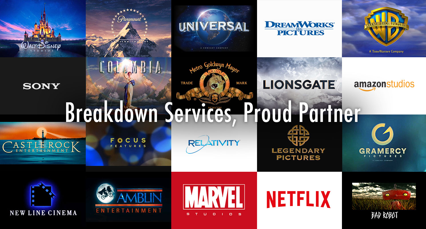 Breakdown Services is a proud partner with film studios around the world.